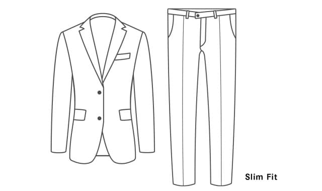 Illustration eines Anzugs in Slim Fit