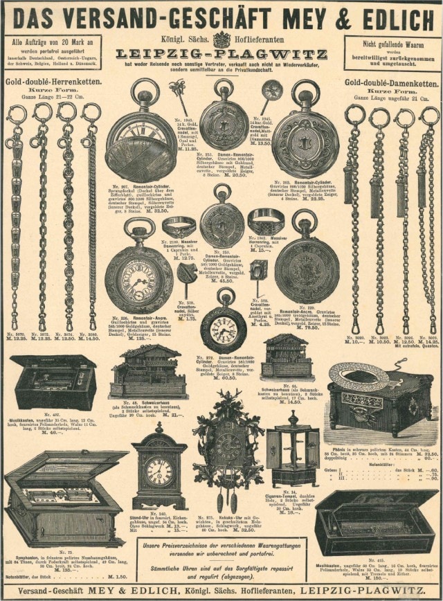 Anzeige von Mey&Edlich aus dem Jahr 1870