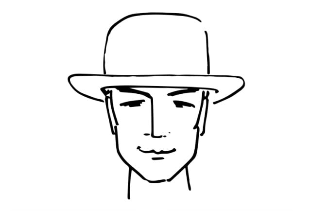 Illustration eines Mannes mit eckiger Gesichtsform