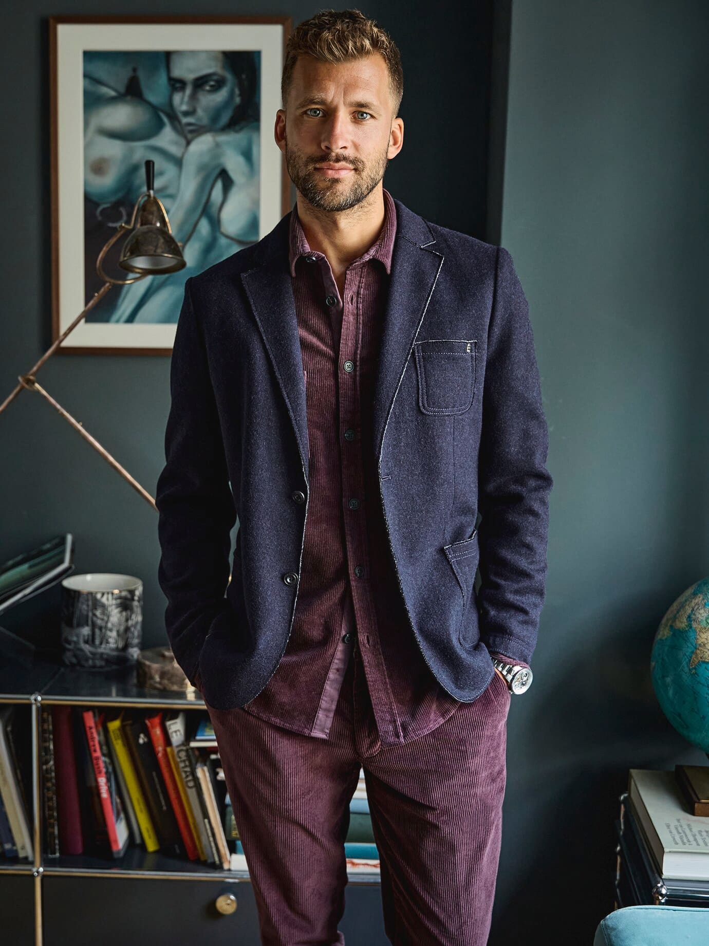 Mey & Edlich Samtrippen Cord Shirt Purple 45 2