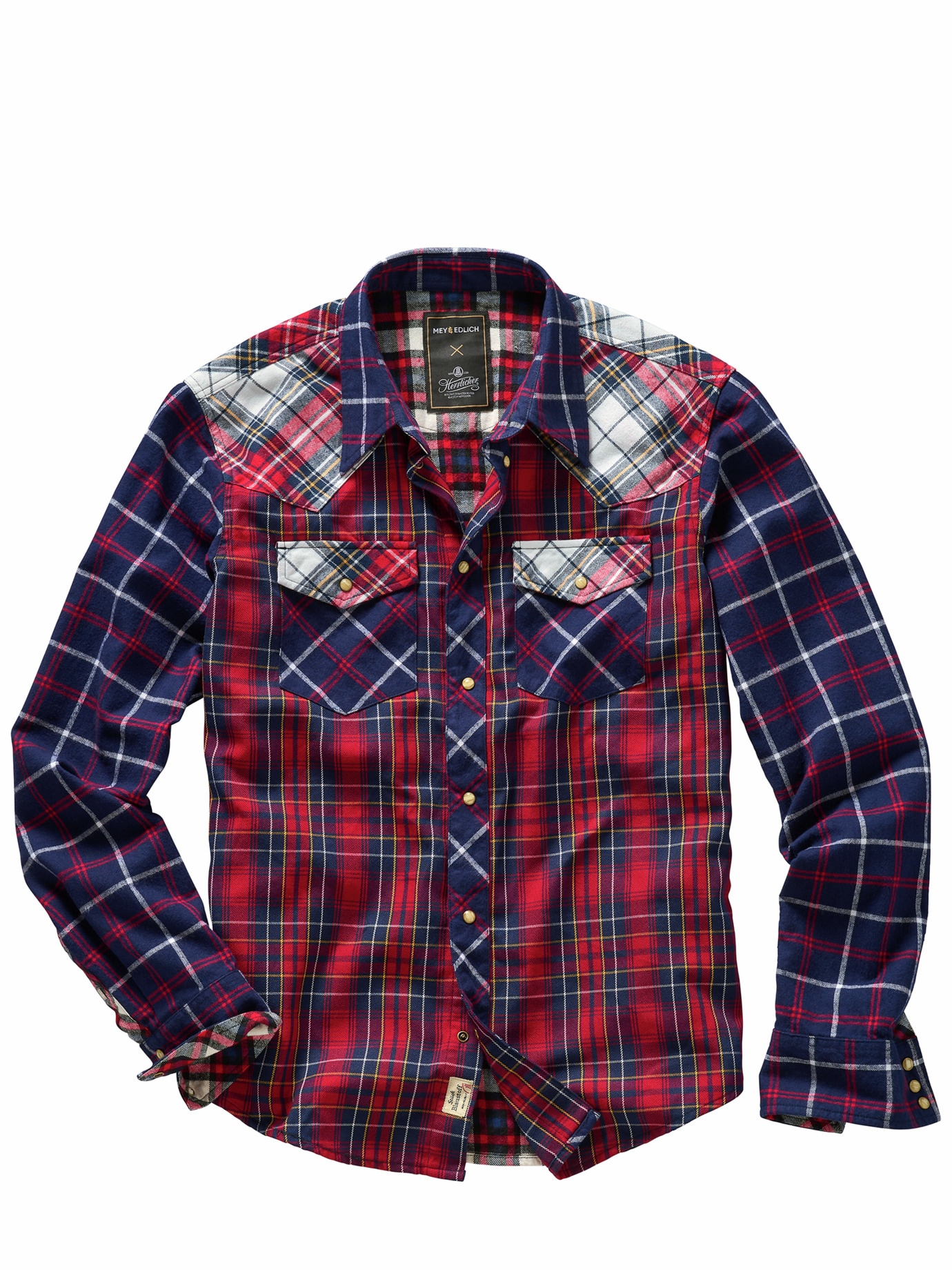 Collab-Patchworkhemd Clint indigo/mohn