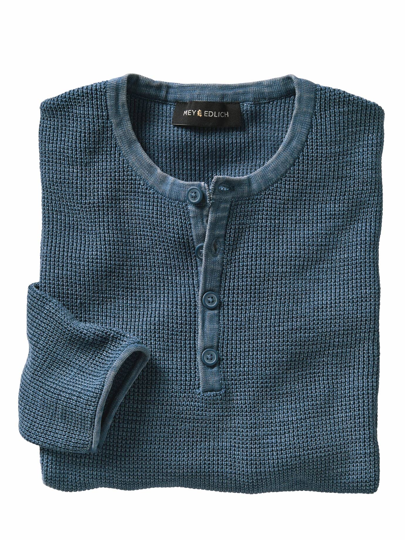 Mey & Edlich Waffle-Knit Henley Blue 56 3