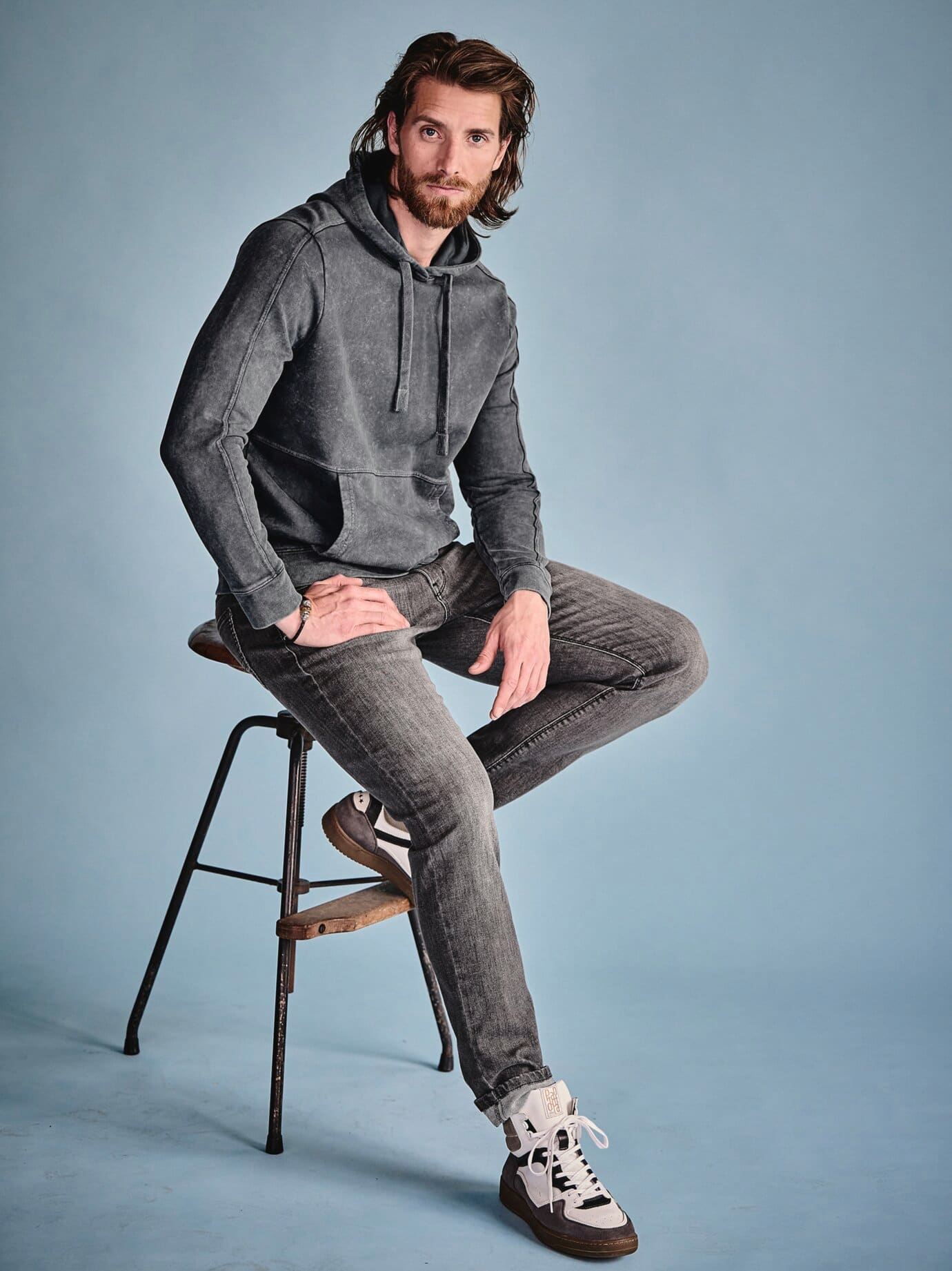 Mey & Edlich Ecken-Kanten-Denimhoodie Grey 46 3