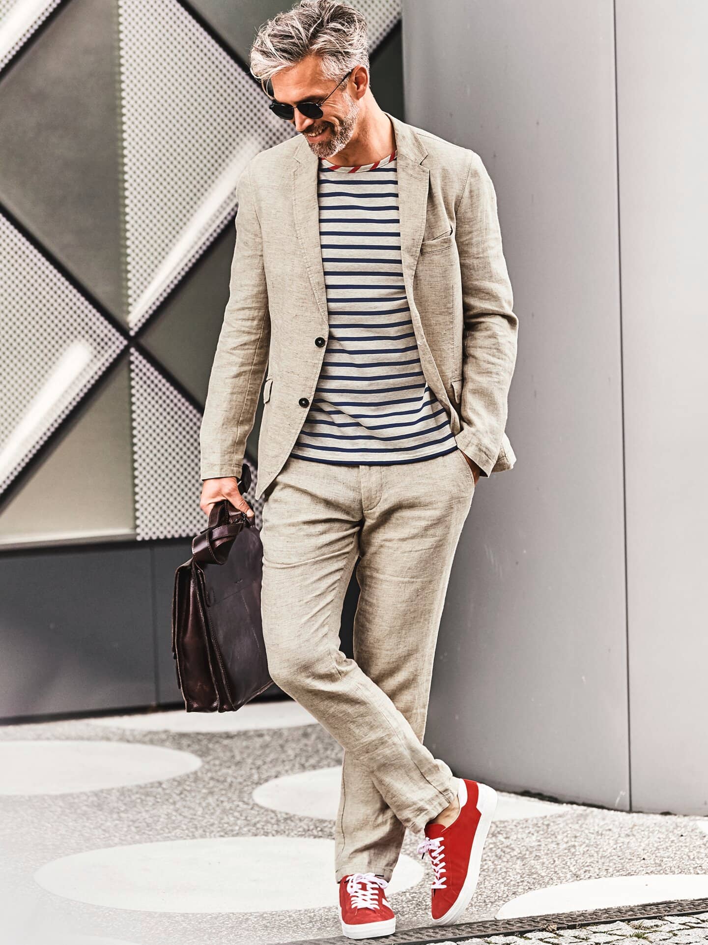 Mey & Edlich Herringbone Leinen-Anzugsakko Beige 110 4
