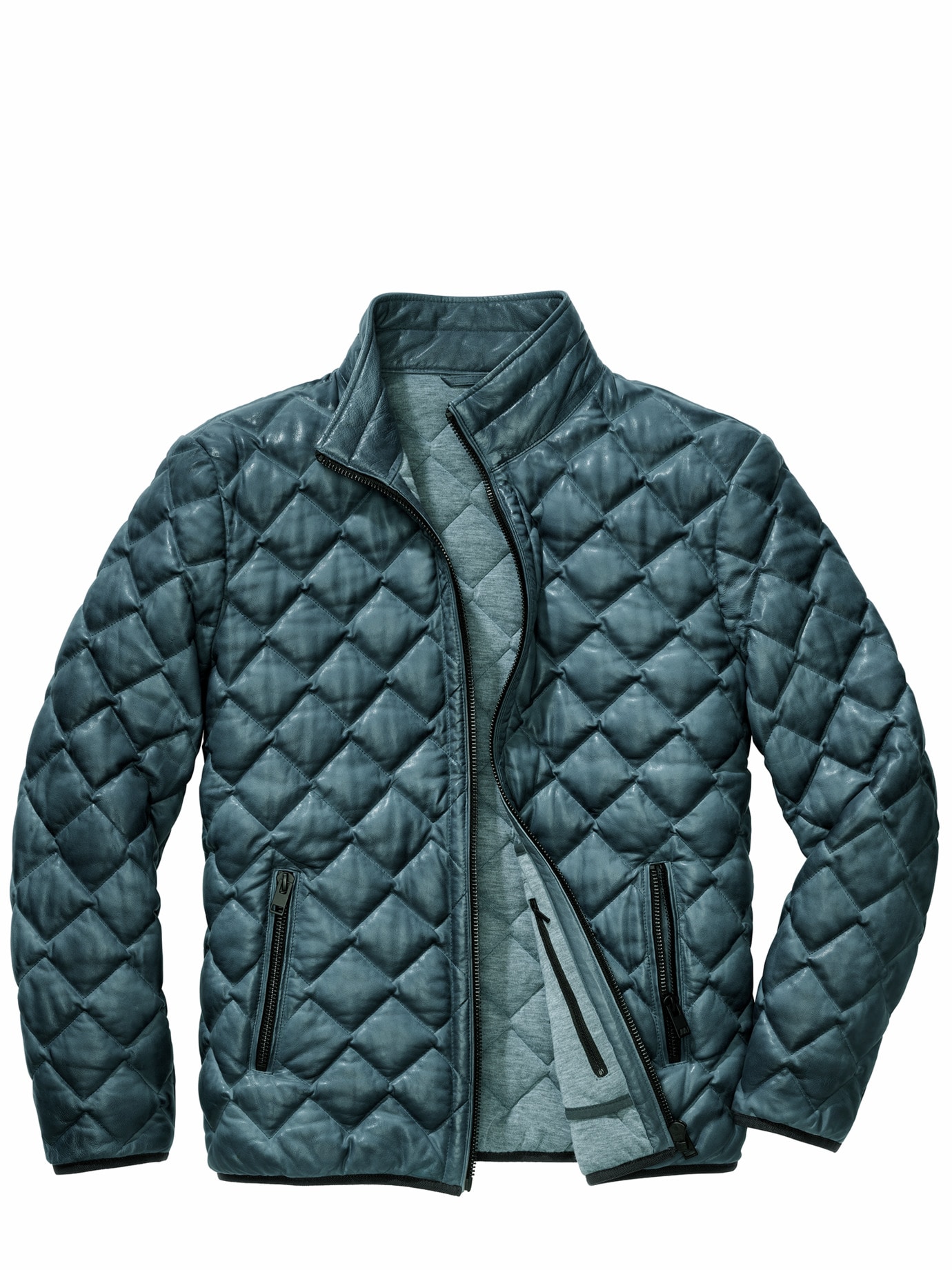 Schwerelose Stepplederjacke denimblau