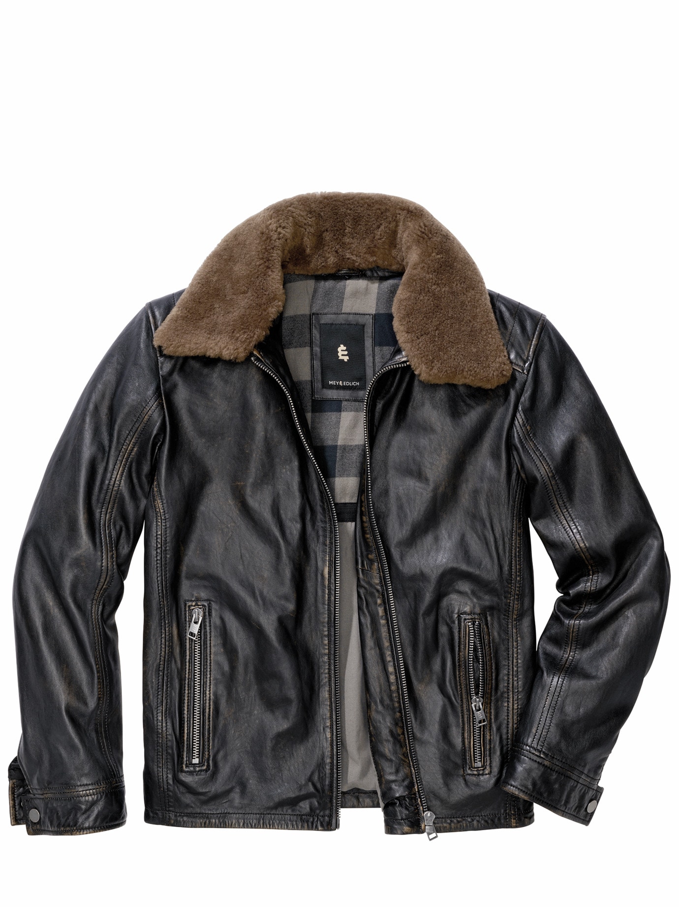 Lederjacke Aviator salmiak
