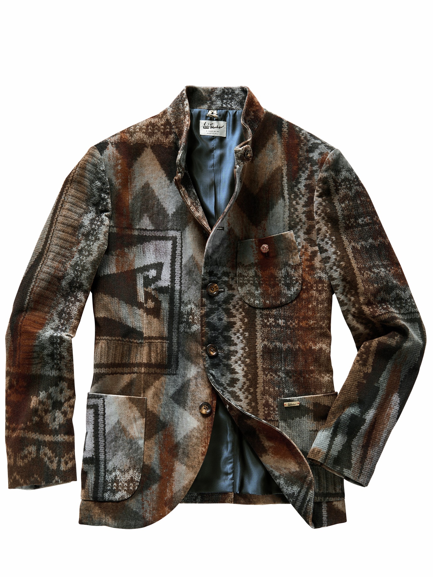 Sakko Lusandro Patchwork baumrinde/fels