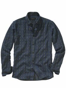 Mosaik-Jacquard-Hemd urbanblau/olive
