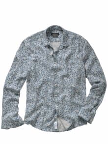 Blumenmosaik-Hemd basaltblau