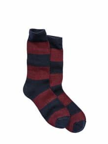 Breitstreifen-Ideal-Socke bordeaux/navy