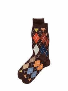 Frische Argyle-Socke braun/raute