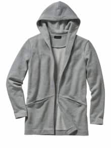Offener Sweat-Hoodie steingrau