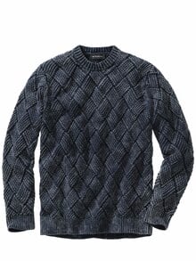 Flechtwerk-Pullover ozeanblau/gischt