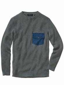 Mit-Jeans-Pullover granit