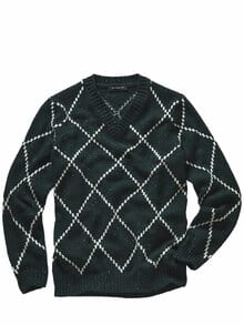 Intarsia-Pullover tannengrün