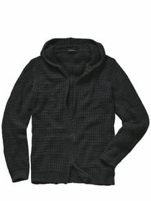 Waffel-Cardigan FE schwarz