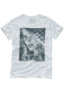 T-Shirt Claudia Schiffer starweiß