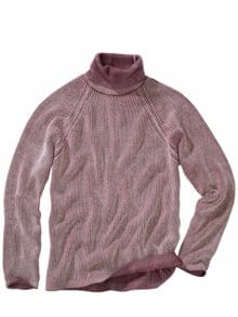 Chenille-Rollkragenpullover vanille/sauerkirsch
