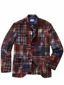 Cordsakko Lusandro Check marine/burgunder