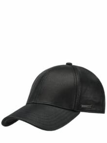 Leder-Baseballcap nachtschwarz