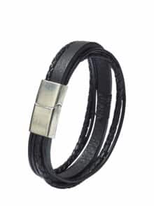 Leder-Armband rabenschwarz
