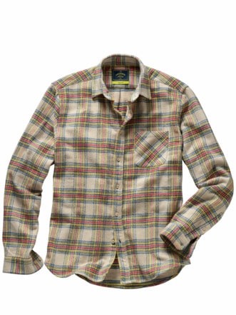 Portuguese Flannel Hemd Lars Karo beige/gelb/blau Detail 1