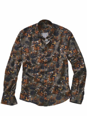 Hemd Cispoty Blattwerk taupe Detail 1