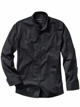 Piping-Hemd Regular Fit schwarz Detail 1