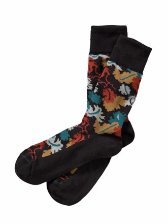 Herbstlaub-Socken schwarz/bunt Detail 1