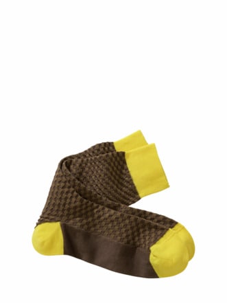 Schachspieler-Socke schlamm/gelb Detail 1