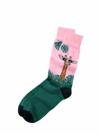 Giraffen-Socke rosa/petrol Detail 1