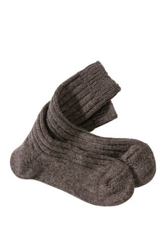 Alpaka-Socke braun Detail 1