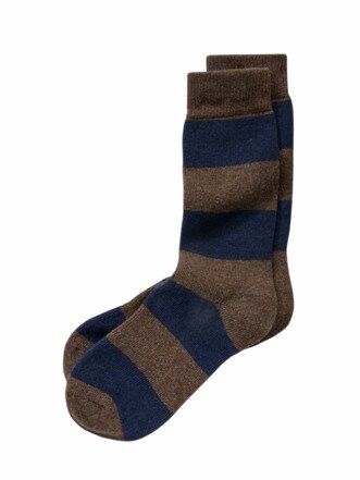 Rugby-Socke Streifen braun/blau Detail 1
