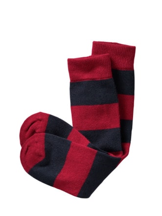 Rugby-Socke Streifen rot/schwarz Detail 1