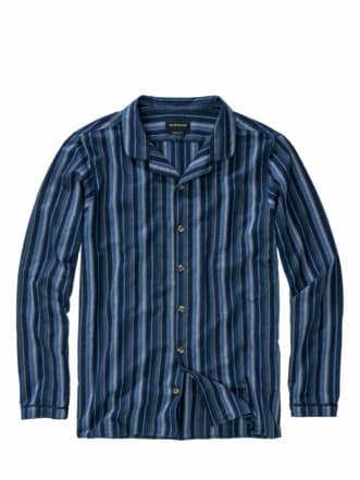 Geruhsame-Nächte-Pyjamashirt Streifen nachtblau Detail 1