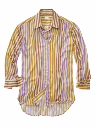 Süße-Träume-Pyjamahemd Streifen gold/violett Detail 1