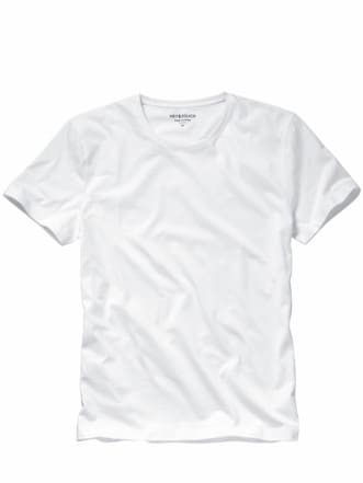 Slim Benchmark-Shirt Rundhals weiß Detail 1