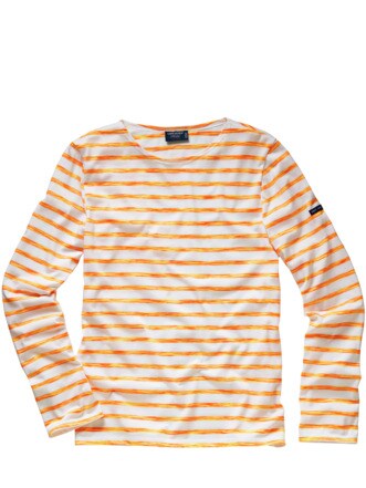 Scribbled-Bretagne-Shirt Streifen orange Detail 1