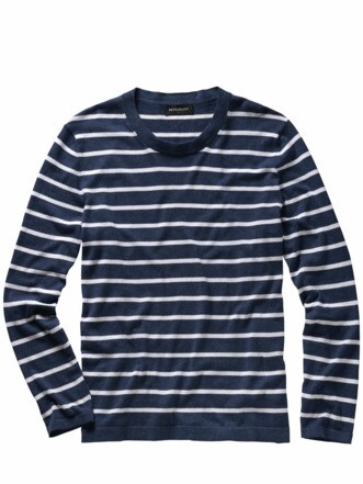 Nil-Longsleeve Streifen flussblau Detail 1