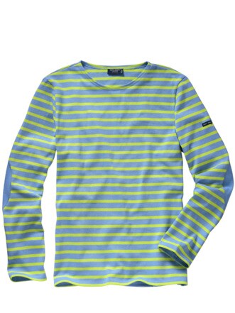 Bretagne-Shirt Merid Streifen limette/blau Detail 1
