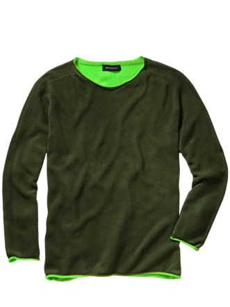 Schmirgel-Pullover grün Detail 1