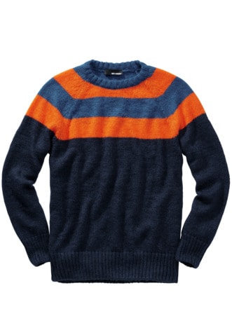 Energiespar-Pullover Streifen blau/orange Detail 1