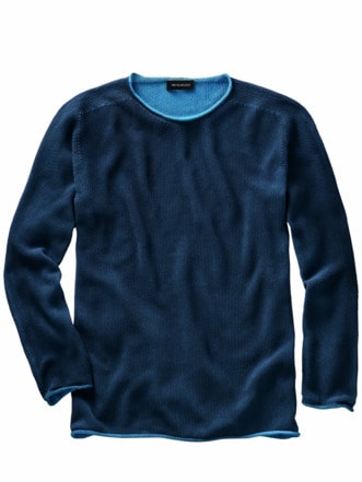 Schmirgel-Pullover blau Detail 1