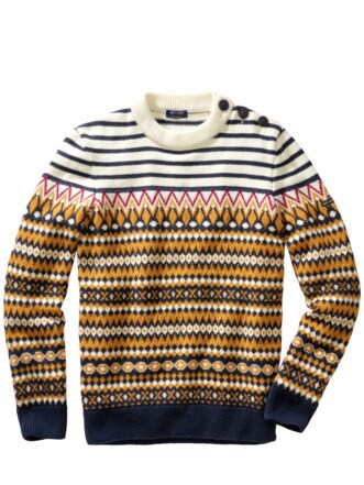 Pullover Mernel Streifen blau/gold Detail 1