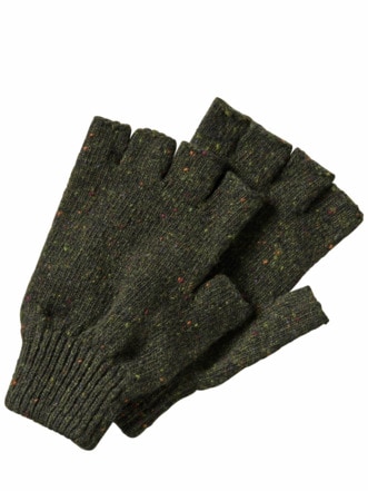 Tweed-Wollhandschuh moosgrün Detail 1