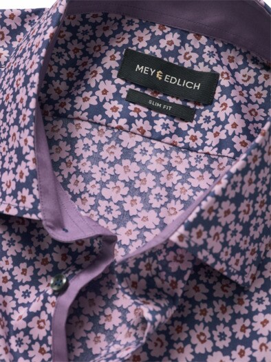 Blickpunkt-Hemd Slim Fit Blume flieder