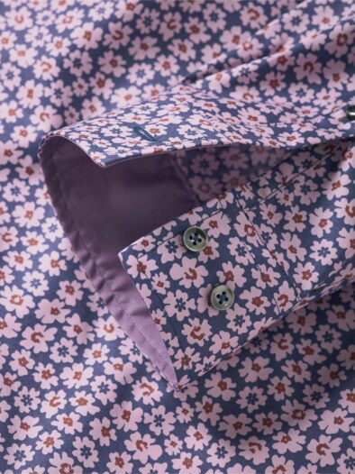 Blickpunkt-Hemd Slim Fit Blume flieder
