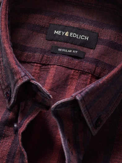 Streiftour-Hemd bordeaux-denim