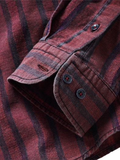 Streiftour-Hemd bordeaux-denim