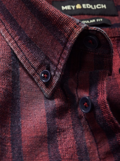 Streiftour-Hemd bordeaux-denim